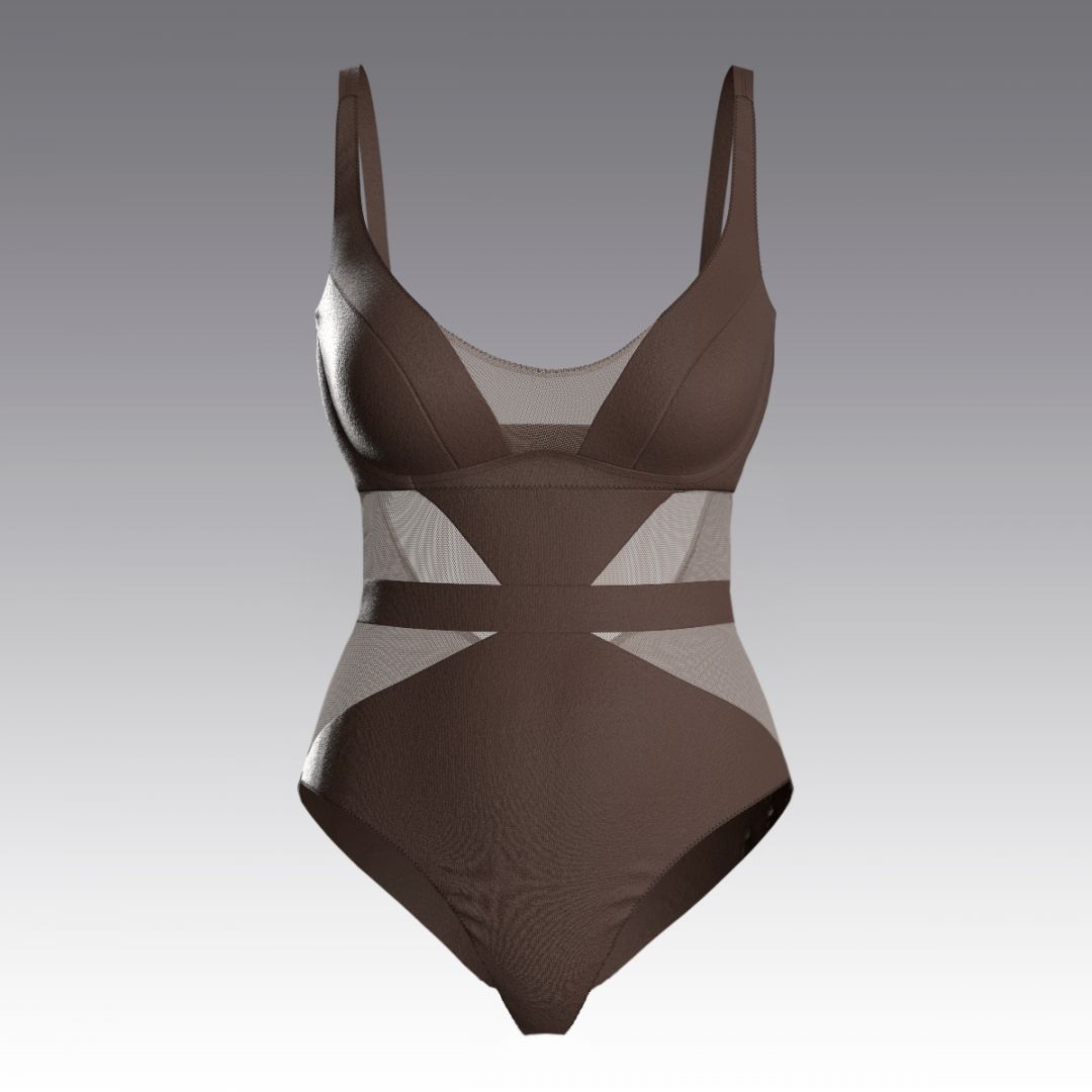 Купальник слитный со вставками из сетки 3054.71 ARDI мокко