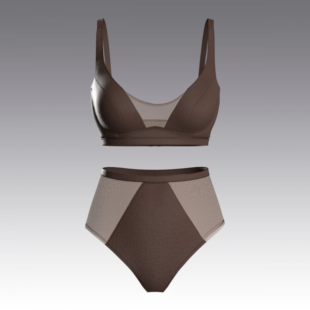 Купальник раздельный со вставками из сетки 3054.13.24 ARDI мокко