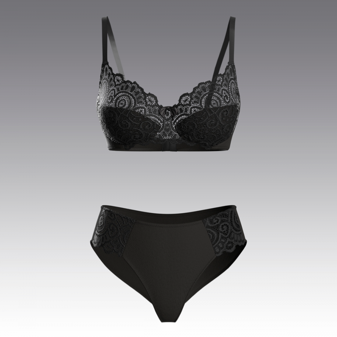 Комплект из хлопка с кружевом 4024.12.23 ARDI черный