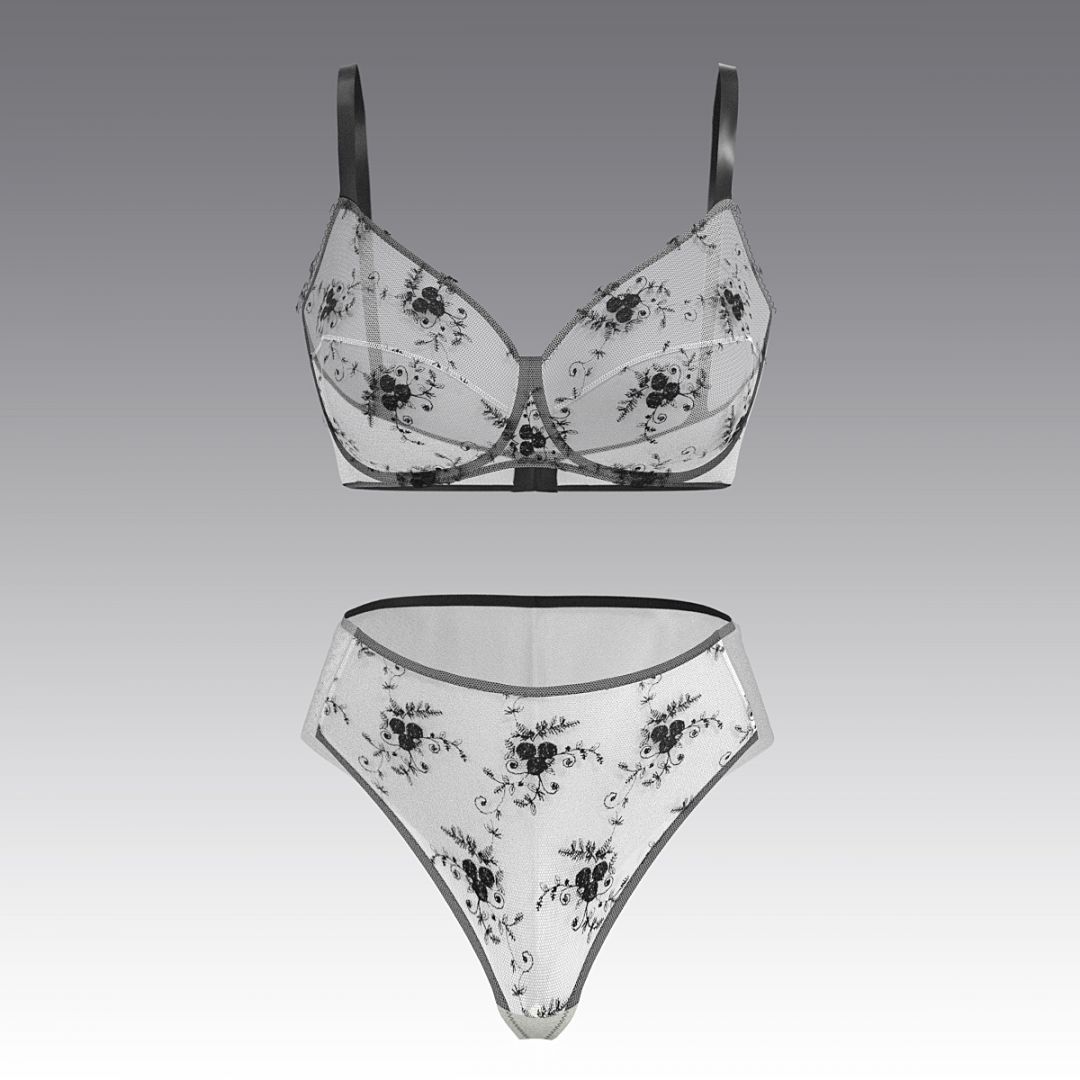 Комплект из тюля с вышивкой 2996.12.21 ARDI белый с черным