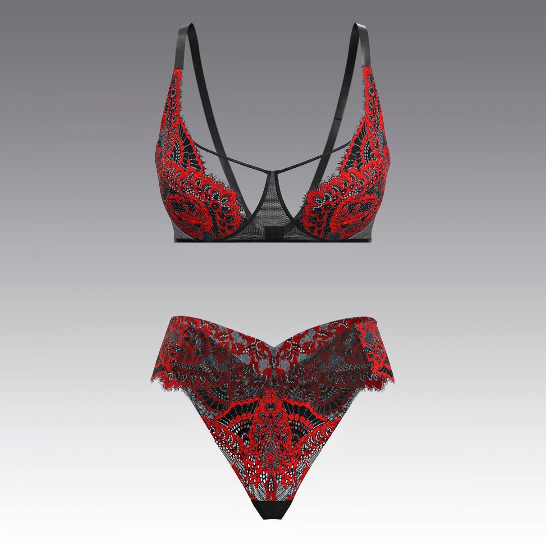 Комплект из кружева Шантильи 4059.16.22 ARDI красный