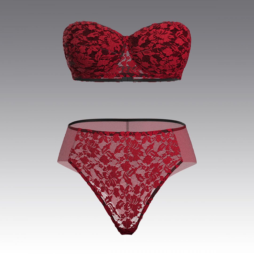 Комплект с балконетом из кружева 2994.18.21 ARDI красный