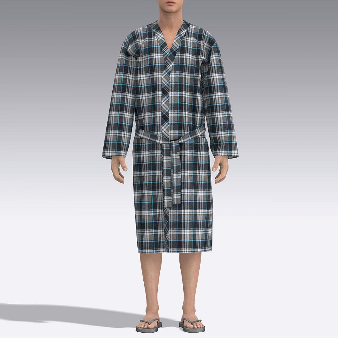 Мужской халат из фланели в клетку 7001.98 ARDI коричневый