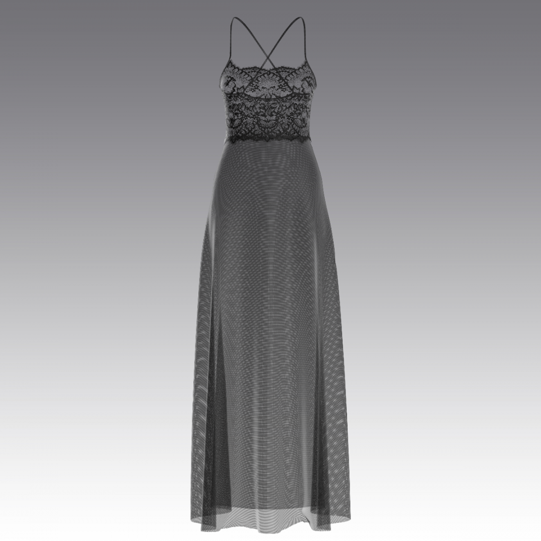 Сорочка с кружевом в пол 4044.43 ARDI черный