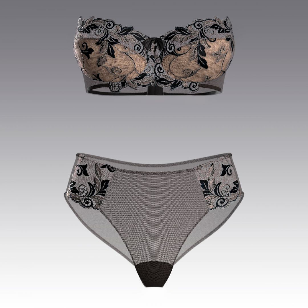 Комплект с балконетом из кружева 4108.18.23 ARDI кофе