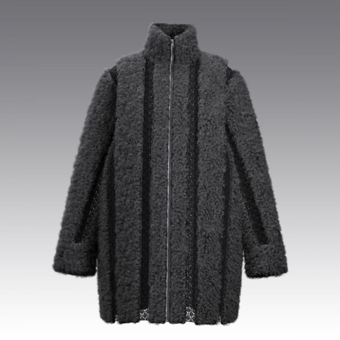 Крафтовая шуба из шерстяного меха и кроше 4031.54 ARDI черный