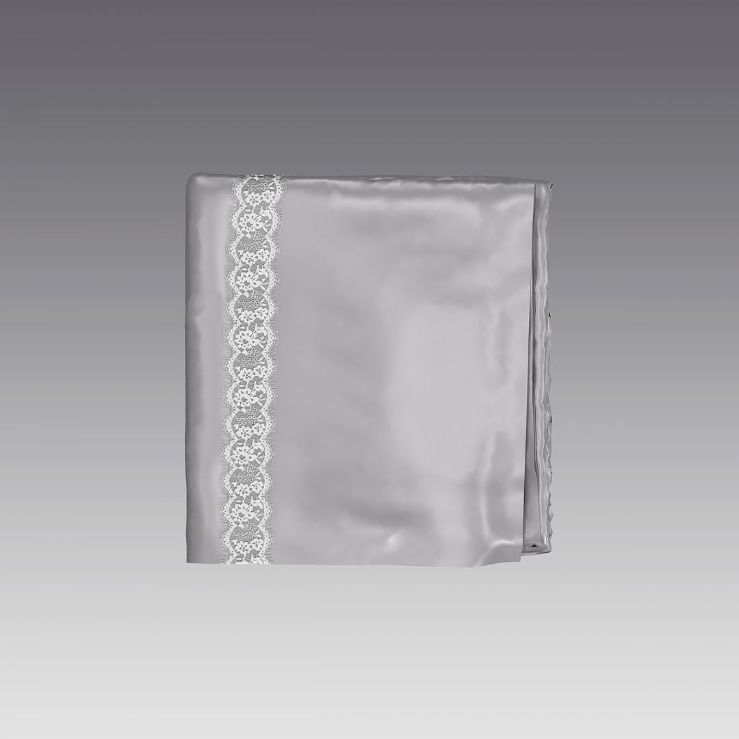 Простыня из шелка с кружевом 5006.06 ARDI серый