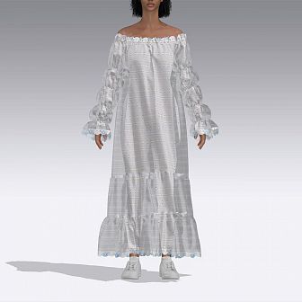 Длинное платье из шитья с пышными рукавами 2934.48 ARDI белый