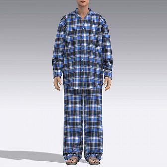 Мужская пижама из фланели в клетку 7011.52  синий