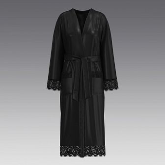 Халат из шелка и кружева 2939.49 ARDI черный