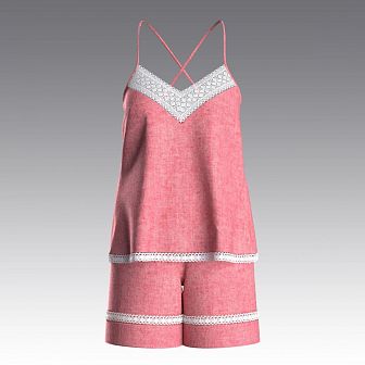 Пижама с топом и шортами из вареного хлопка 4055.40.55 ARDI гранатовый